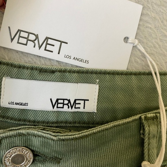 Vervet LA Distressed Cropped Wide Leg Jeans Women Size 30 Olive Green Grunge NWT - Picture 5 of 10